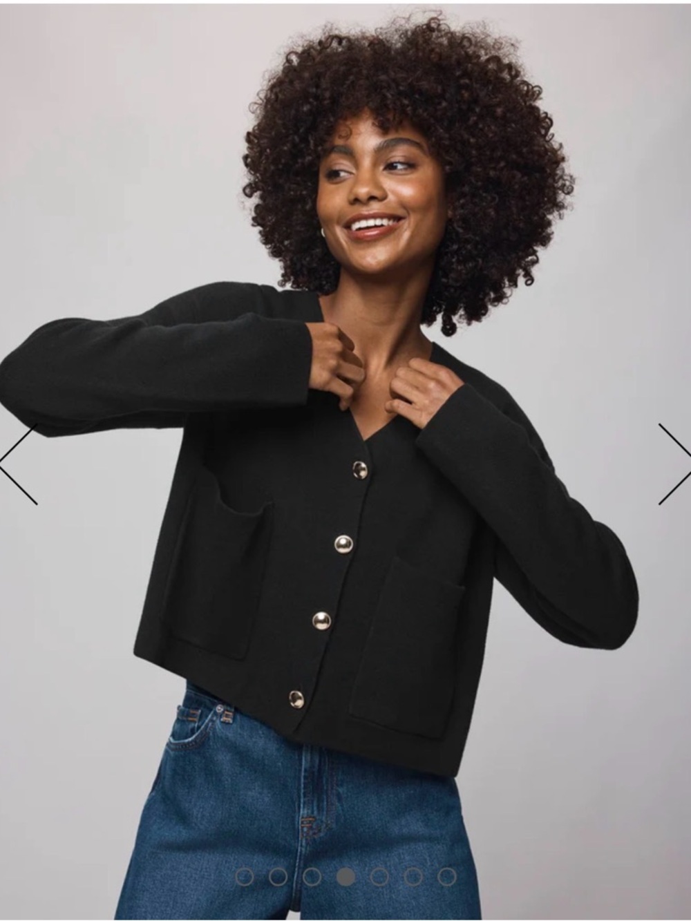 Splendid Black Off-the-Shoulder Button Cardigan - Picture 3 of 5